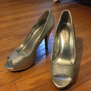 Sparkly silver high heels